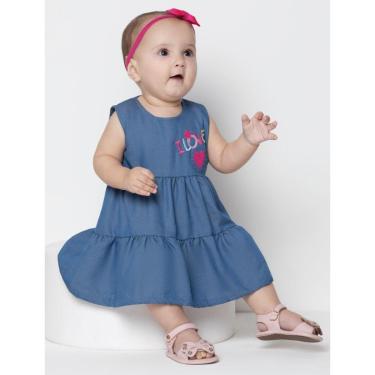 Imagem de Vestido Luxo Bebê Menina Verão Lessa Kids Ref 7983 - Azul - M ( 3 - 6 MESES )-Feminino