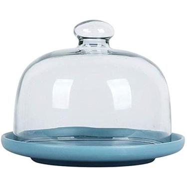 Imagem de Suporte de bolo com tampa, prato de frutas de cerâmica doméstico e capa de poeira de vidro para supermercado, sanduíche, cúpula de sushi, hotel, pastelaria, sobremesa, suporte para bolo, bandeja de