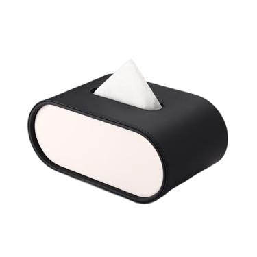 Imagem de Mesa de café de luxo prática leve capa de caixa de lenços de couro para quarto organizador dispensador facial de guardanapo de alta qualidade (preto)