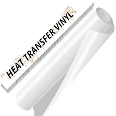 Imagem de Rolo de vinil branco HTV - 30,5 cm x 3 m ferro branco em vinil para todas as máquinas de corte, rolos de vinil de transferência de calor para camisetas - Fácil de cortar e remover ervas daninhas para