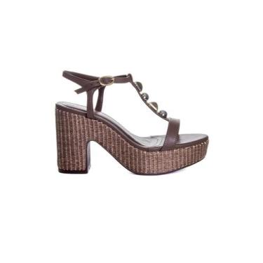 Imagem de Sandália Anabela Via Marte Salto Alto Marrom, 38
