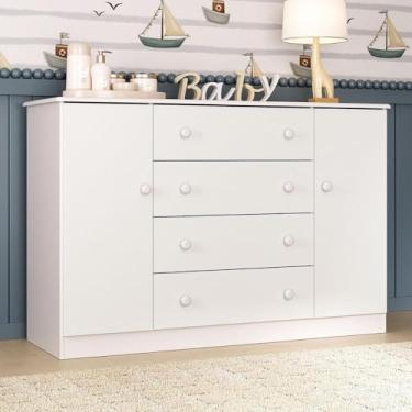 Imagem de Cômoda Infantil 125cm 2 Portas e 4 Gavetas Encanto Multimóveis Mp4450 Branco