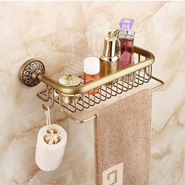 Imagem de Suporte de chuveiro prateleira de banheiro de latão antigo europeu, rack de armazenamento de chuveiro, bandeja de toalha de banho de xampu, prateleiras de banheiro domésticas, acessórios de camada