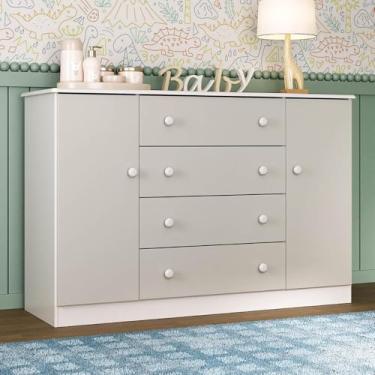 Imagem de Cômoda Infantil 125cm 2 Portas e 4 Gavetas Encanto Multimóveis Mp4450 Branco/off White