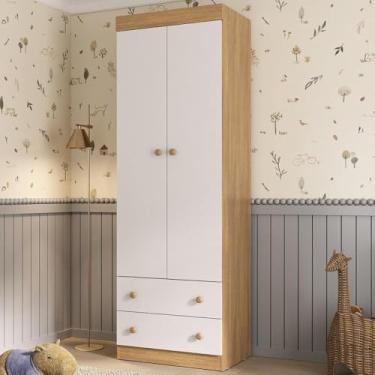 Imagem de Guarda-roupa Infantil 62cm 2 Portas e 2 Gavetas Encanto Multimóveis Mp4446 Madeirado/branco