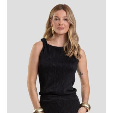 Imagem de Regata Feminina Texturizada Elegante Dianna Preto, M, Preto