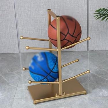 Imagem de ZDJZMGZ Organizador de bola esportiva com almofadas antiderrapantes para os pés, suporte vertical para armazenamento de bolas de basquete para vôlei futebol quarto sala de estar garagem suporte