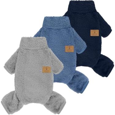 Imagem de XPUDAC Pacote com 3 suéteres para cães, roupas de inverno para cães pequenos, médios, meninas, meninos, pijamas para animais de estimação para o inverno e Natal-M (azul, verde, cinza