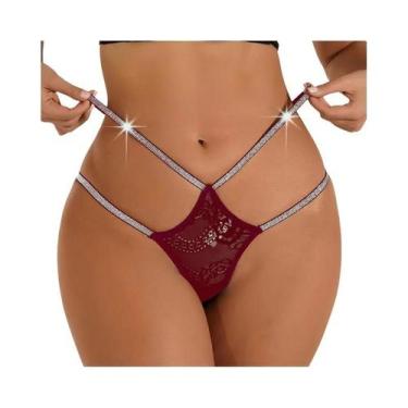 Imagem de Tanga Sexy De Renda Para Mulheres, Em Cetim Prateado, Confortável E El