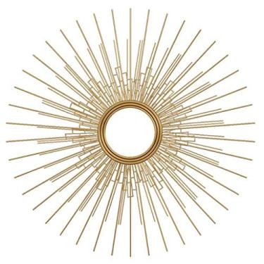 Imagem de Espelho solar europeu redondo de metal para pendurar na parede varanda restaurante espelho decorativo 60 cm