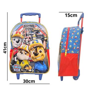 Imagem de Mochila com Rodinhas e Lancheira Infantil – Kit Escolar Temático Patrulha Canina