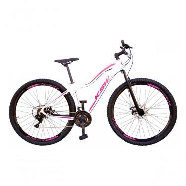 Imagem de Bicicleta Feminina Aro 29 Ksw Mwza Alumínio 27v Freio A Disco Mecânico - Branco-pink-violeta Tam.17