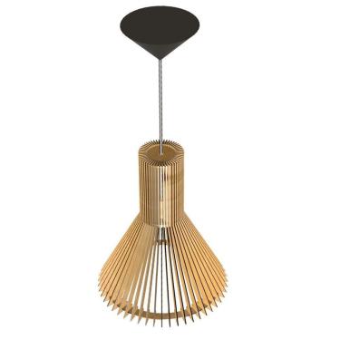 Imagem de Luminária Teto Tipo Pendente Funil Mdf Completa - MDF Cru