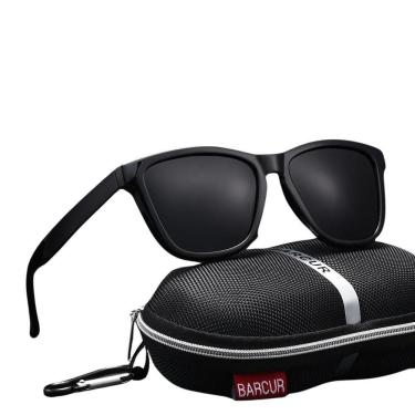 Imagem de Óculos De Sol Polarizados Lentes Espelhadas Coloridas Barcur Preto Cinza