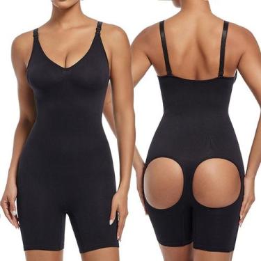 Imagem de Body Macaquinho Modelador Short Realça Bumbum Abertura COR:NUDETAMANHO
