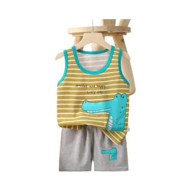 Imagem de Pijama Infantil De Algodão Com Desenho De Dinossauro, Conjunto De 2 Pe