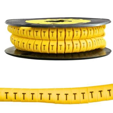 Imagem de Anilha Letra T Identificador Cabos Fios 10mm a 16mm 200 Pçs - Stark El