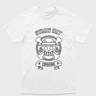Imagem de Camiseta Branca One Piece  Caveira chapéu de palhaStraw Hat Tamanho:G4