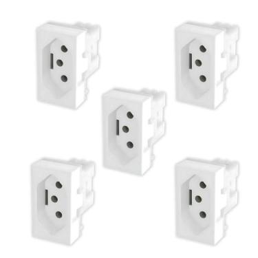 Imagem de Kit 5 Módulos Tomada 2P+T 10A -250V~ Evidence/ Modulare/ Blanc Mais - 