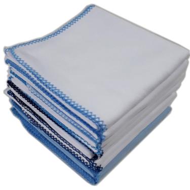 Imagem de Cueiro Flanelado Liso Gigante Com Crochê 80X80Cm Azul