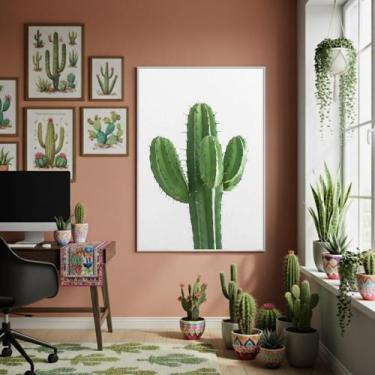 Imagem de Quadro Decorativo Cacto Verde - 70X50Cm Mold Branca - Quadros On-Line