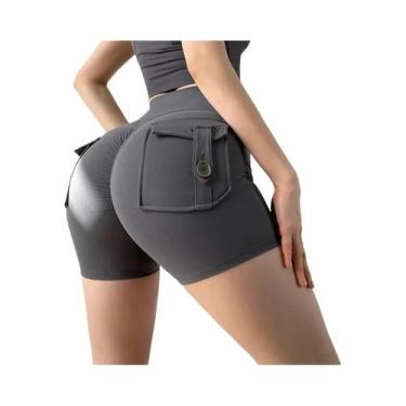 Imagem de Shorts De Yoga De Cintura Alta Para Mulheres Com Bolso, Leggings De Gi