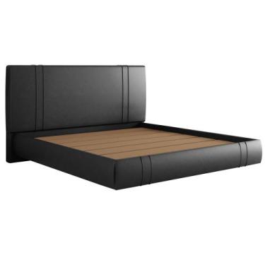 Imagem de Cama King Flutuante Com Cabeceira 195cm Astra W01 Facto Preto Lyam Dec