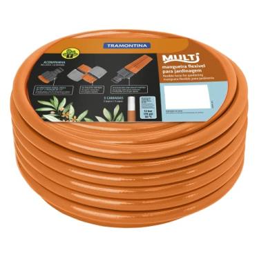 Imagem de Tramontina Mangueira Super Flex com Engates Rosqueados e Esguicho em PVC, Laranja, 10 M