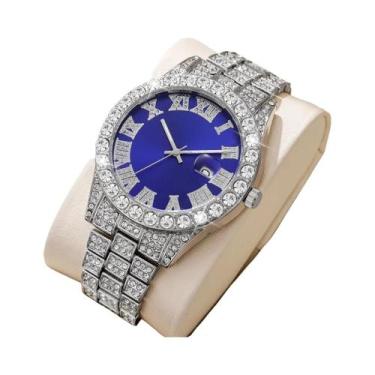 Imagem de Relógio De Luxo Masculino Com Diamantes, Pulseira De Aço Inoxidável, R