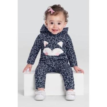 Imagem de Macacão bebê menina florido com ursinho Mundi Azul-Feminino