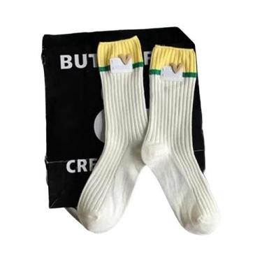 Imagem de Meias Femininas De Cano Médio Com Logo Em Formato De Coração, Finas, R