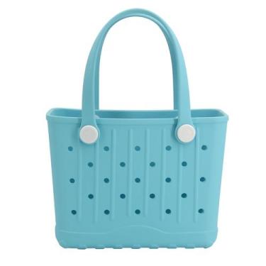 Imagem de Bolsa Tote Forrader Pequena de Borracha para Praia Impermeável Azul Cl