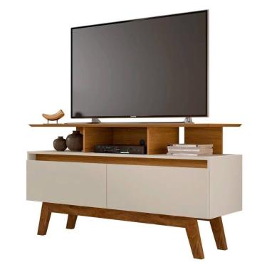 Imagem de Rack Bancada Para Até 50 Pol. 2 Portas Rubi Cinamomo/off White - Bechara