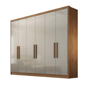 Imagem de Guarda Roupa Casal 100% Mdf 6 Portas 6 Gavetas - Rizon -cumaru-fendi - Móveis Horizonte