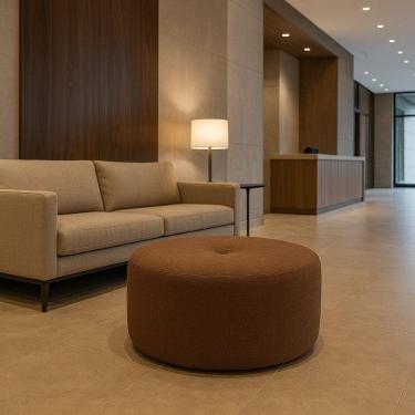 Imagem de Puff Orgânico para Sala de Estar 100cm Linho Rita Marrom