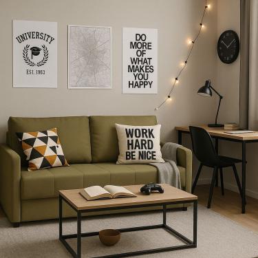 Imagem de Sofá-cama 154cm Retrátil Reclinável Linho Pés em Madeira Isis Verde