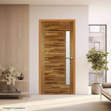 Imagem de Folha de Porta Madeira Maciça Angelim 210x60x3,3 Parquet Horizontal Vl Natural