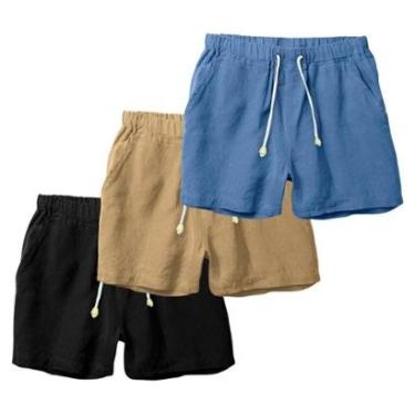 Imagem de Kit 3 Bermudas Masculina Linho Short Casual Ajuste Perfeito-Masculino