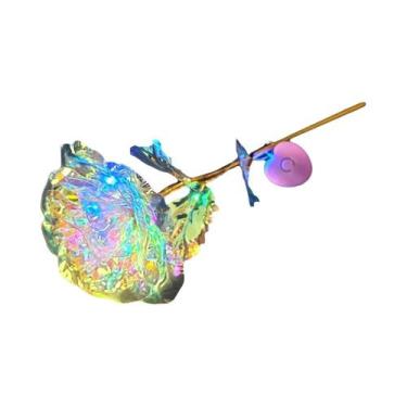 Imagem de Rosas LED Folheadas a Ouro 24K Flores Artificiais Decoração De Casamen