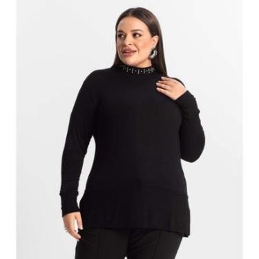 Imagem de Moletom Feminino Plus Size Secret Glam Preto-Feminino