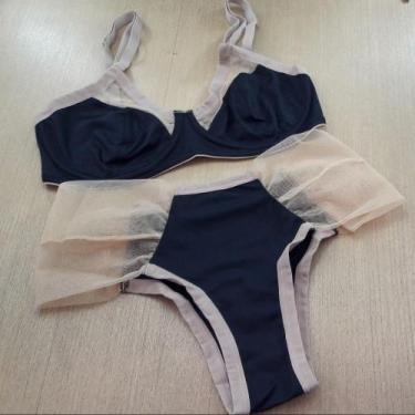 Imagem de Conjunto sem Bojo Micro Lisa e Tule Cor:PretoTamanho:42 - MTX Lingerie