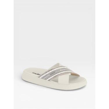 Imagem de Chinelo Feminino Moleca Calce Facil Flatform Com Pedraria Branco Off, 