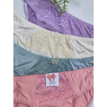 Imagem de Kit 4 Calcinha Feminina Lycra Algodão Tanga Renda Calcinha de Algodão 