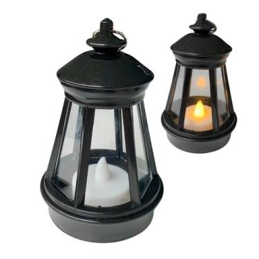 Imagem de Luminária Vela Lamparina Decorativa De Natal à LED Bateria PRETO - Fre