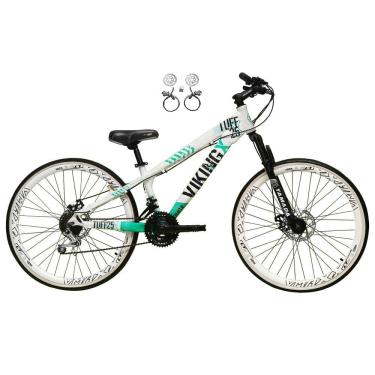 Imagem de  Bicicleta Aro 26 Vikingx Tuff 21v Alumínio Freio Hidráulico a Disco Aros Vmaxx Branco  - Branco\Verde X25