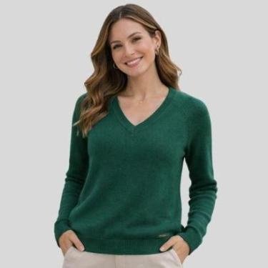 Imagem de Suéter Feminino Gola V Manga Longa em Tricô Malwee-Feminino
