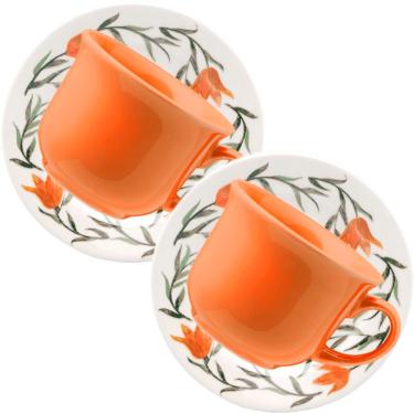 Imagem de Kit Jogo Xícaras 4 Pessoas 4pçs Donna Lírios Oxford 200ml