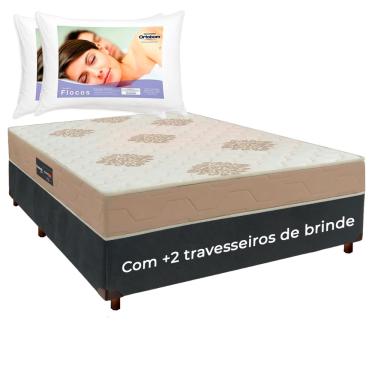 Imagem de Kit Cama Box + Colchão Casal Inova D33 + 2 Travesseiros Ortobom