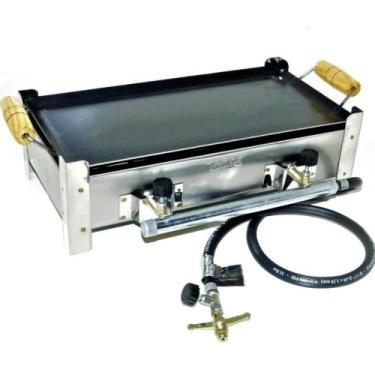 Imagem de Fogão/Fogareiro 2 Bocas Inox Alta pressão Completo Chapa P/Lanches Por