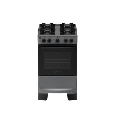 Imagem de Fogão 4 Bocas Atlas Mônaco Lustro Automático Mesa De Aço Esmaltado Titanium Bivolt